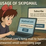 a cartoon of a girl using skipgmail